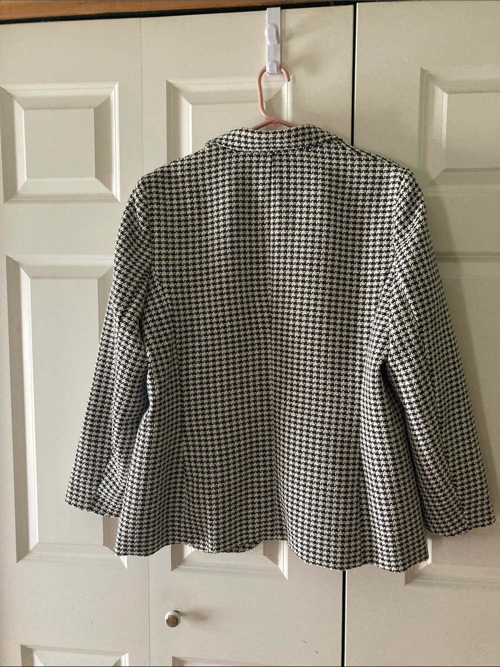 Anne Klein tweed double breasted open front blazer black off white tan classic - Picture 2 of 14